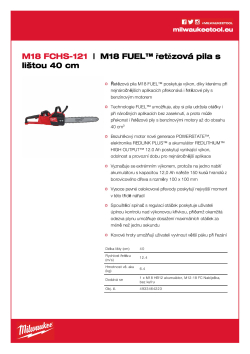 MILWAUKEE M18 FUEL™ řetězová pila s lištou 40 cm 4933464223 A4 PDF