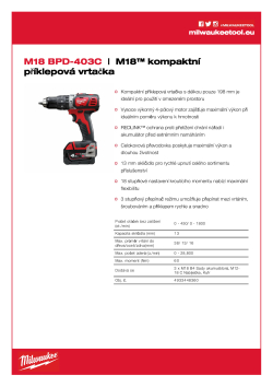 MILWAUKEE M18™ kompaktní příklepová vrtačka 4933448360 A4 PDF