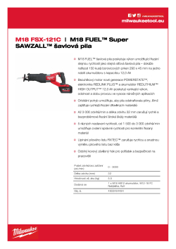 MILWAUKEE M18 FUEL™ Super SAWZALL® šavlová pila 4933464484 A4 PDF