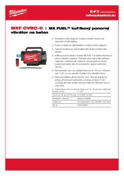 MILWAUKEE MX FUEL™ kufříkový ponorný vibrátor do betonu 4933479607 A4 PDF