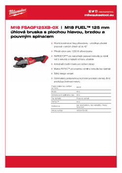 MILWAUKEE M18 FUEL™ 125 mm úhlová bruska s plochou hlavou, brzdou a pouvným spínačem 4933478438 A4 PDF