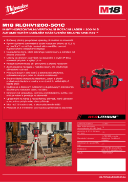 MILWAUKEE M18™ horizontální/vertikální rotační laser 1 200 m s automatickým duálním nastavením sklonu a funkcí ONE-KEY™ 4933493204 A4 PDF