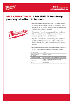 MILWAUKEE MX FUEL™ batohový ponorný vibrátor  do betonu 4933479593 A4 PDF