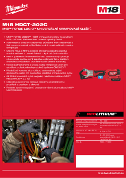 MILWAUKEE M18™ FORCE LOGIC™ univerzální krimpovací kleště 4933471950 A4 PDF