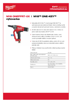 MILWAUKEE M18™ ONE-KEY™ nýtovačka 4933478601 A4 PDF
