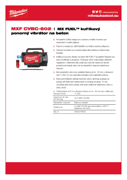MILWAUKEE MX FUEL™ kufříkový ponorný vibrátor do betonu 4933479608 A4 PDF