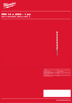 MILWAUKEE Multi Material Drills Gen. 2 4932493877 A4 PDF