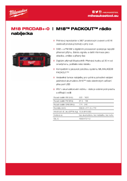 MILWAUKEE M18™ PACKOUT™ rádio nabíječka 4933472112 A4 PDF