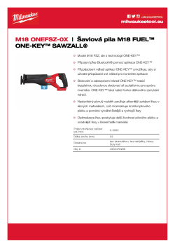 MILWAUKEE Šavlová pila M18 FUEL™ ONE-KEY™ SAWZALL® 4933478296 A4 PDF
