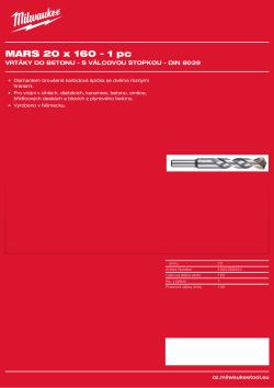 MILWAUKEE Concrete Drills - round shank / DIN 8039 4932399230 A4 PDF