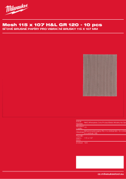 MILWAUKEE Power Grid Mesh Sanding Sheets for Orbital Sanders 4932492250 A4 PDF