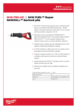 MILWAUKEE M18 FUEL™ Super SAWZALL® šavlová pila 4933464724 A4 PDF