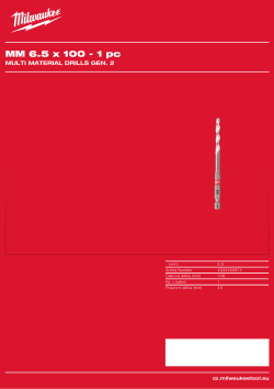 MILWAUKEE Multi Material Drills Gen. 2 4932493874 A4 PDF