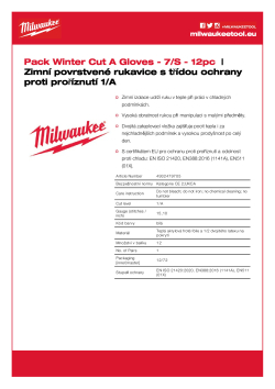 MILWAUKEE 12 kusů zimní rukavice odolné proti proříznutí stupeň ochrany A 7/S 4932479705 A4 PDF
