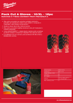 MILWAUKEE Rukavice s třídou ochrany proti proříznutí A XL/ 10 balení 12 ks 4932471616 A4 PDF