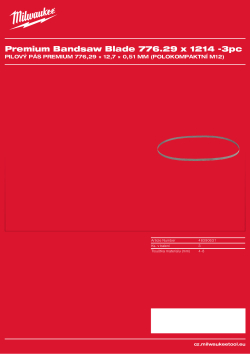 MILWAUKEE Pilový pás Premium, pro pásové pily s délkou 776,29 mm, TPI: 12/14 48390631 A4 PDF