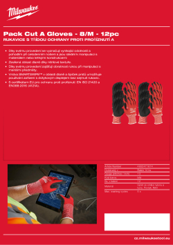 MILWAUKEE Rukavice s třídou ochrany proti proříznutí A M/8 balení 12 ks 4932471614 A4 PDF