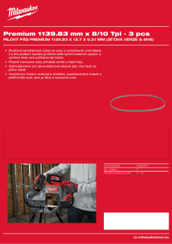 MILWAUKEE Pilový pás Premium 1139.83 mm x 8/10 Tpi - 3 ks 48390601 A4 PDF