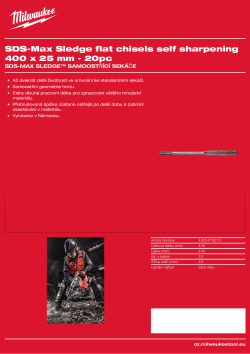 MILWAUKEE Sekáč SDS-Max SLEDGE plochý 400x25 mm (20ks) 4932478275 A4 PDF