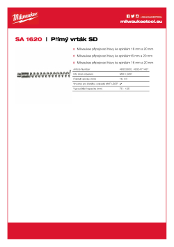 MILWAUKEE Přímý vrták ke spirálám 16 mm a 20 mm 48532830 A4 PDF