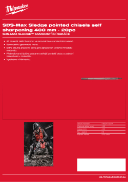 MILWAUKEE Sekáč SDS-Plus SLEDGE špičatý 400 mm (20ks) 4932478274 A4 PDF