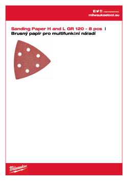 MILWAUKEE Smirkový papír. Hook & Loop. 8 dílné balení. 48902120 A4 PDF
