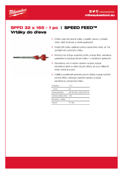 MILWAUKEE Speed Feed™ Wood Drill Bits 4932479476 A4 PDF