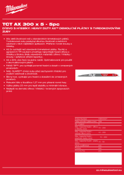 MILWAUKEE Wood with nails: AX with carbide teeth 48005527 A4 PDF