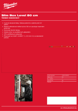 MILWAUKEE Tenká vodováha 80 cm nemagnetická 4932459092 A4 PDF