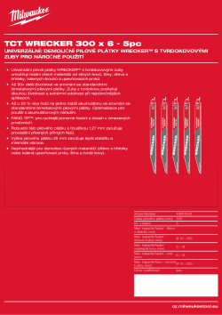 MILWAUKEE Pilový plátek WRECKER s karbidovými zuby 300 × 6 TPI - 5 kusů 48005543 A4 PDF