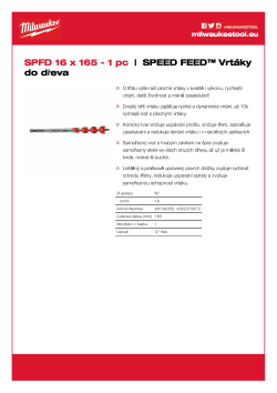 MILWAUKEE Speed Feed™ Wood Drill Bits 4932479472 A4 PDF