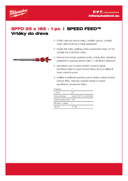 MILWAUKEE Speed Feed™ Wood Drill Bits 4932479475 A4 PDF