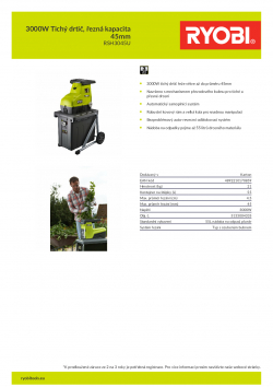 RYOBI RSH3045U 3000W Tichý drtič, řezná kapacita 45mm 5133004335 A4 PDF