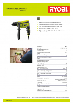 RYOBI RPD800 800W Příklepová vrtačka 5133002018 A4 PDF