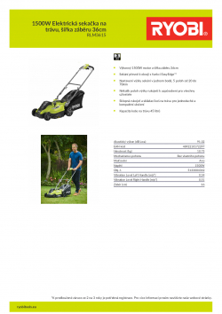 RYOBI RLM3615 1500W Elektrická sekačka na trávu, šířka záběru 36cm 5133004342 A4 PDF