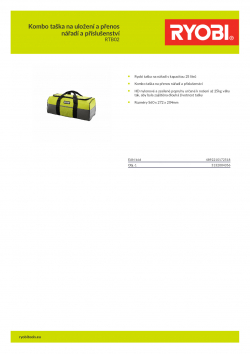 RYOBI RTB02 Kombo taška na uložení a přenos nářadí a příslušenství 5132004356 A4 PDF