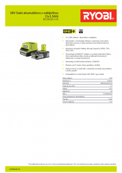 RYOBI RC18120-115 18V Sada akumulátoru s nabíječkou (1x1.5Ah) 5133003357 A4 PDF