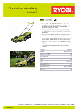 RYOBI RLM36X46L5 36 V sekačka na trávu, záběr: 46 cm 5133002171 A4 PDF