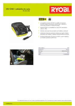 RYOBI RC18118C 18V ONE+ nabíječka do auta 5133002893 A4 PDF