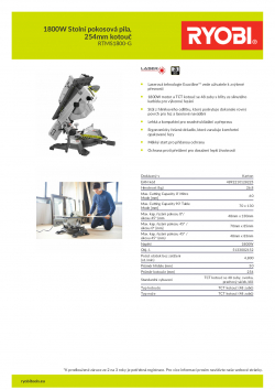 RYOBI RTMS1800 1800W Stolní pokosová pila, 254mm kotouč 5133002152 A4 PDF