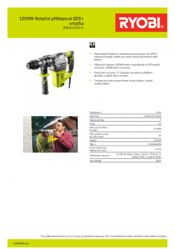 RYOBI RSDS1050 1050W Rotační příklepová SDS+ vrtačka 5133004350 A4 PDF