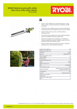 RYOBI RHT8165RL 800W Elektrický plotostřih, délka lišty 65cm, šířka střihu 34mm 5133003649 A4 PDF