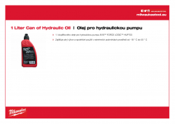 MILWAUKEE Hydraulic Oil Náhradní olej pro M18 HUP700 4932472004 A4 PDF