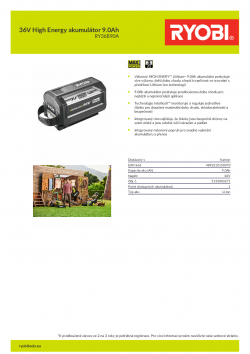 RYOBI RY36B90A 36V High Energy akumulátor 9.0Ah 5133003271 A4 PDF