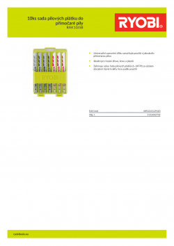 RYOBI RAK10JSB 10ks sada pilových plátku do přímočaré pily 5132002702 A4 PDF