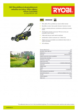 RYOBI RY36LMX51A 36V Bezuhlíková akumulátorová sekačka na trávu, šířka záběru 49cm (1x6.0Ah) 5133004589 A4 PDF