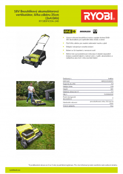 RYOBI RY18SFX35A 18V Bezuhlíkový akumulátorový vertikutátor, šířka záběru 35cm (2x4.0Ah) 5133004549 A4 PDF