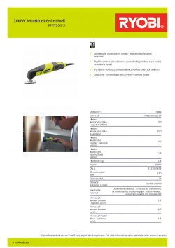 RYOBI RMT200 200W Multifunkční nářadí 5133001818 A4 PDF