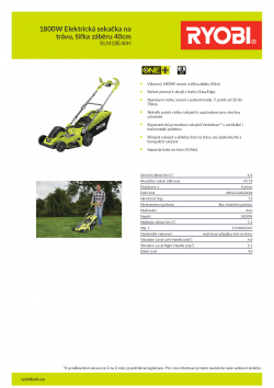 RYOBI RLM18E40H 1800W Elektrická sekačka na trávu, šířka záběru 40cm 5133002347 A4 PDF