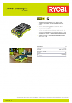 RYOBI RC18150 18V ONE+ rychlonabíječka 5133002638 A4 PDF